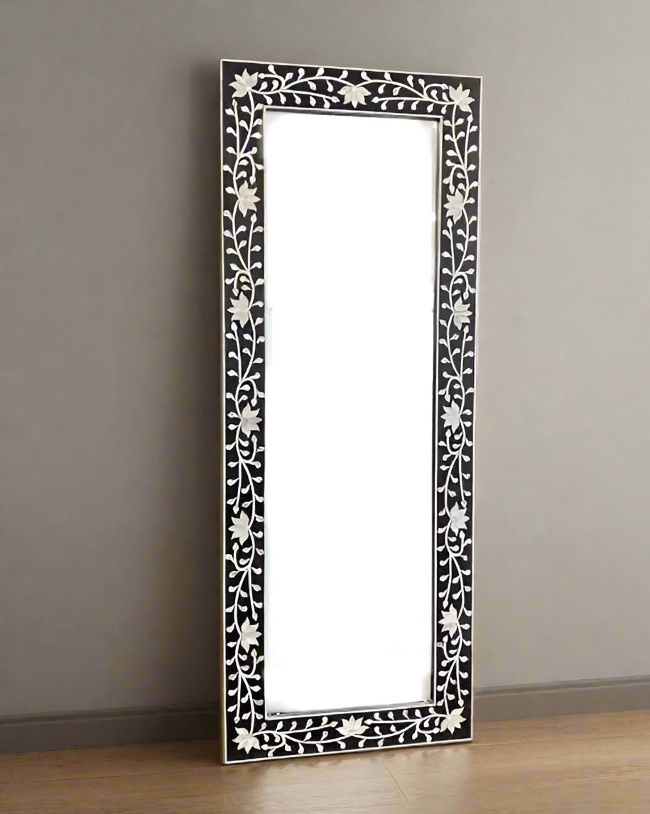 Mother of pearl inlay floor mirror frame image 0