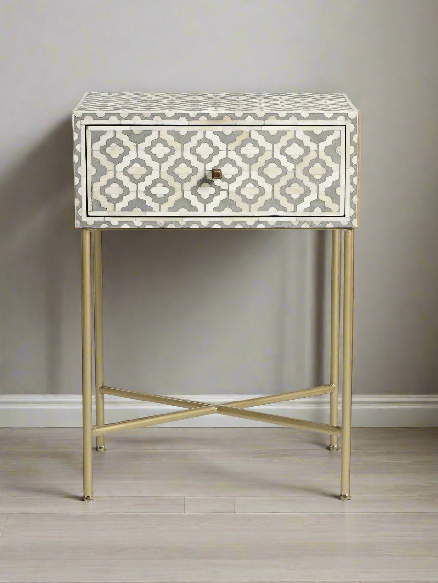Heritage inlay one drawer bedside / nightstand / side table