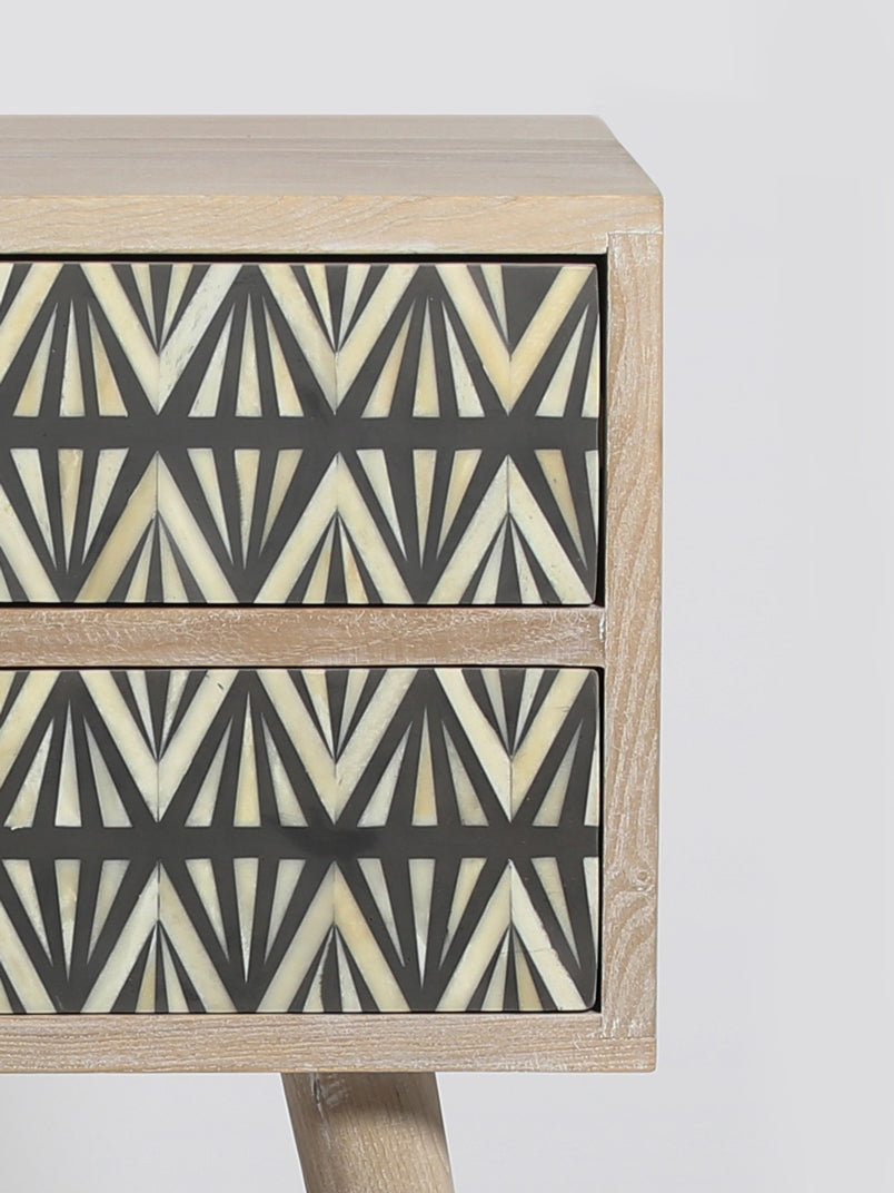 Heritage inlay Two drawer Mangowood bedside / nightstand