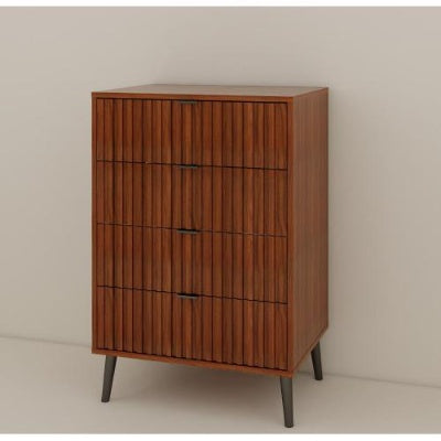 Flutted Wooden Chest Of Drawers Storage Organizer For Bedroom Or Living Room