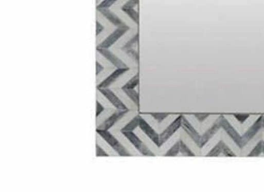Heritage inlay wall mirror frame in zig-zag pattern in grey and white