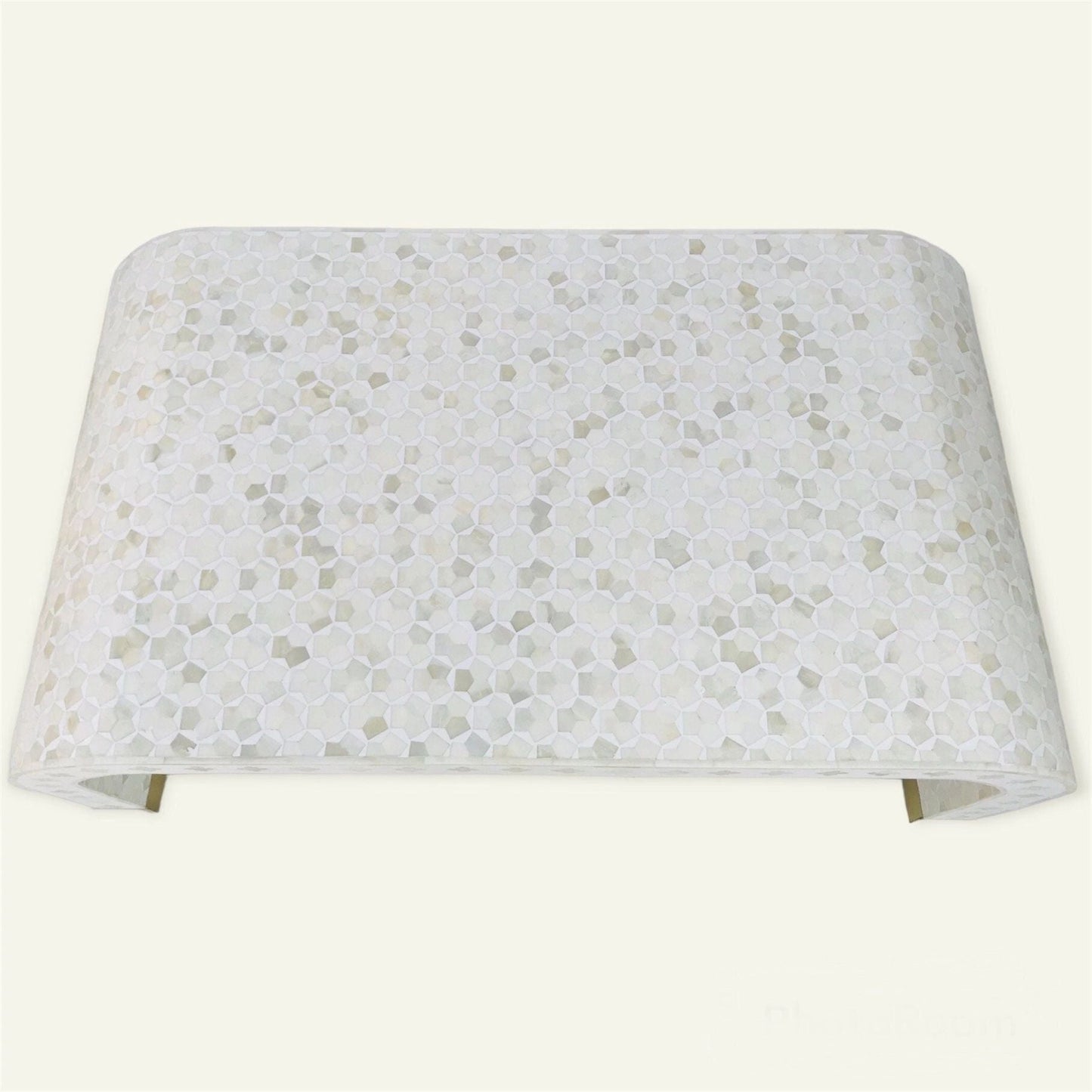 New Heritage inlay Targua pattern with brass metal base legs wooden waterfall coffee table
