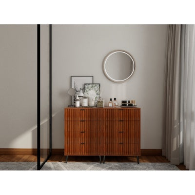 Flutted Wooden Chest Of Drawers Storage Organizer For Bedroom Or Living Room