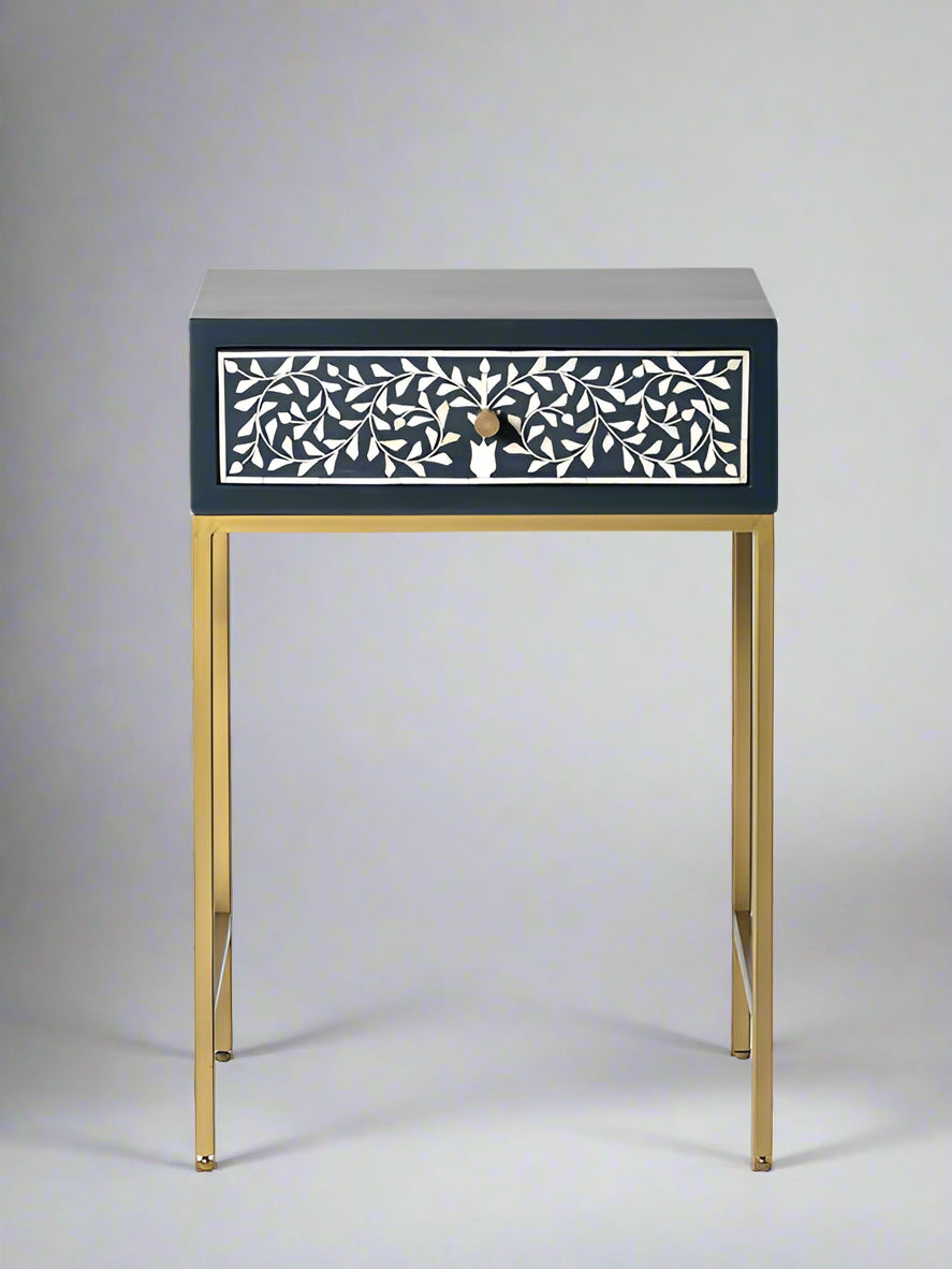 Heritage inlay one drawer bedside / nightstand / side table