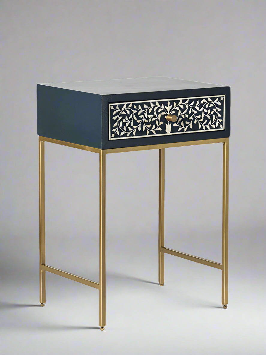 Heritage inlay one drawer bedside / nightstand / side table