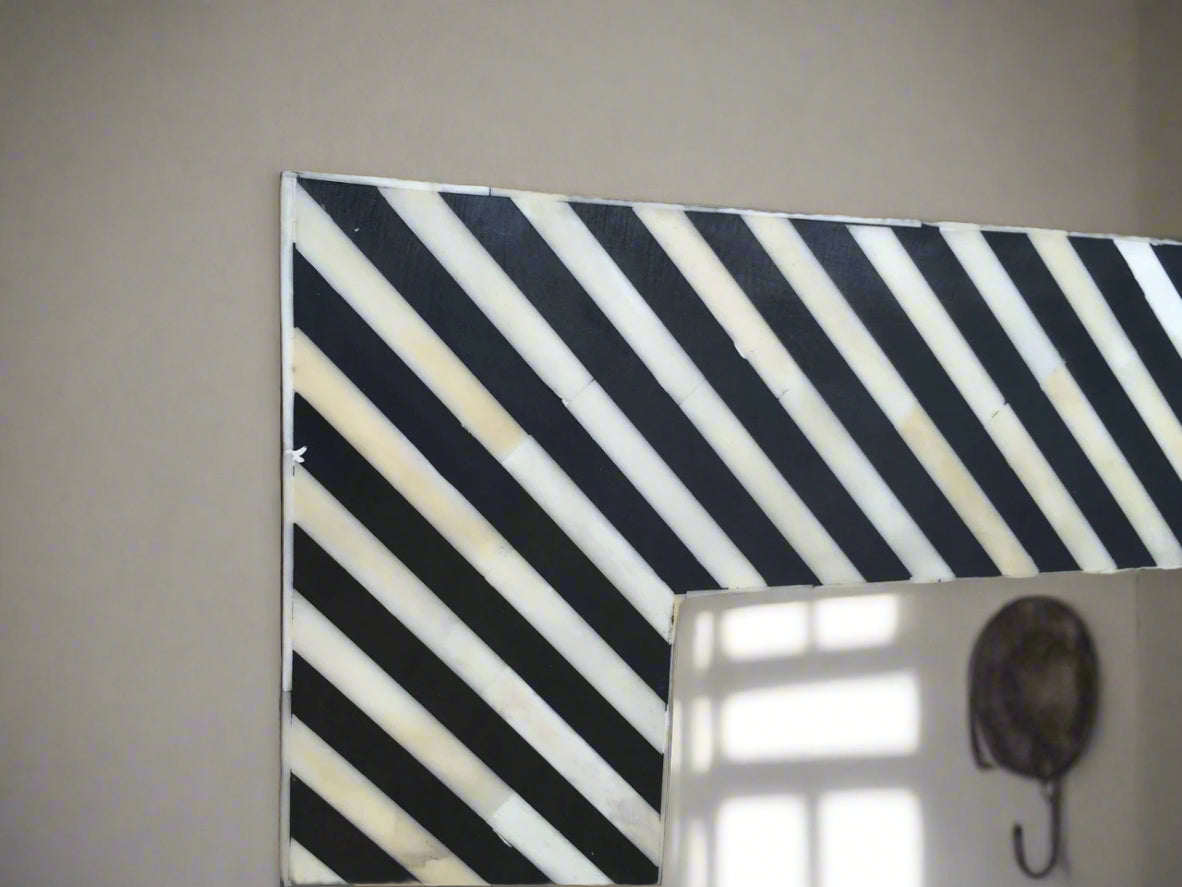 Bone inlay stripes design wall Mirror Frame image 4