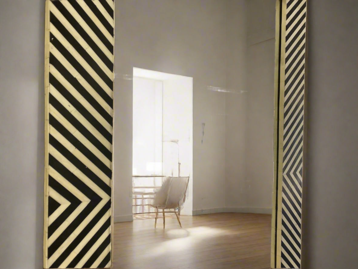 Bone inlay stripes design wall Mirror Frame image 5