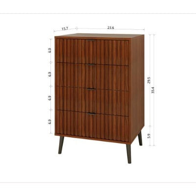 Flutted Wooden Chest Of Drawers Storage Organizer For Bedroom Or Living Room