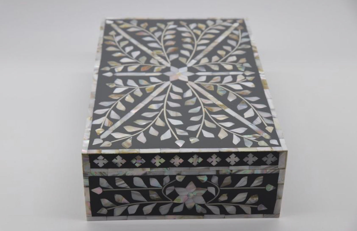 Mother of Pearl inlay Jewelry Box Grey
