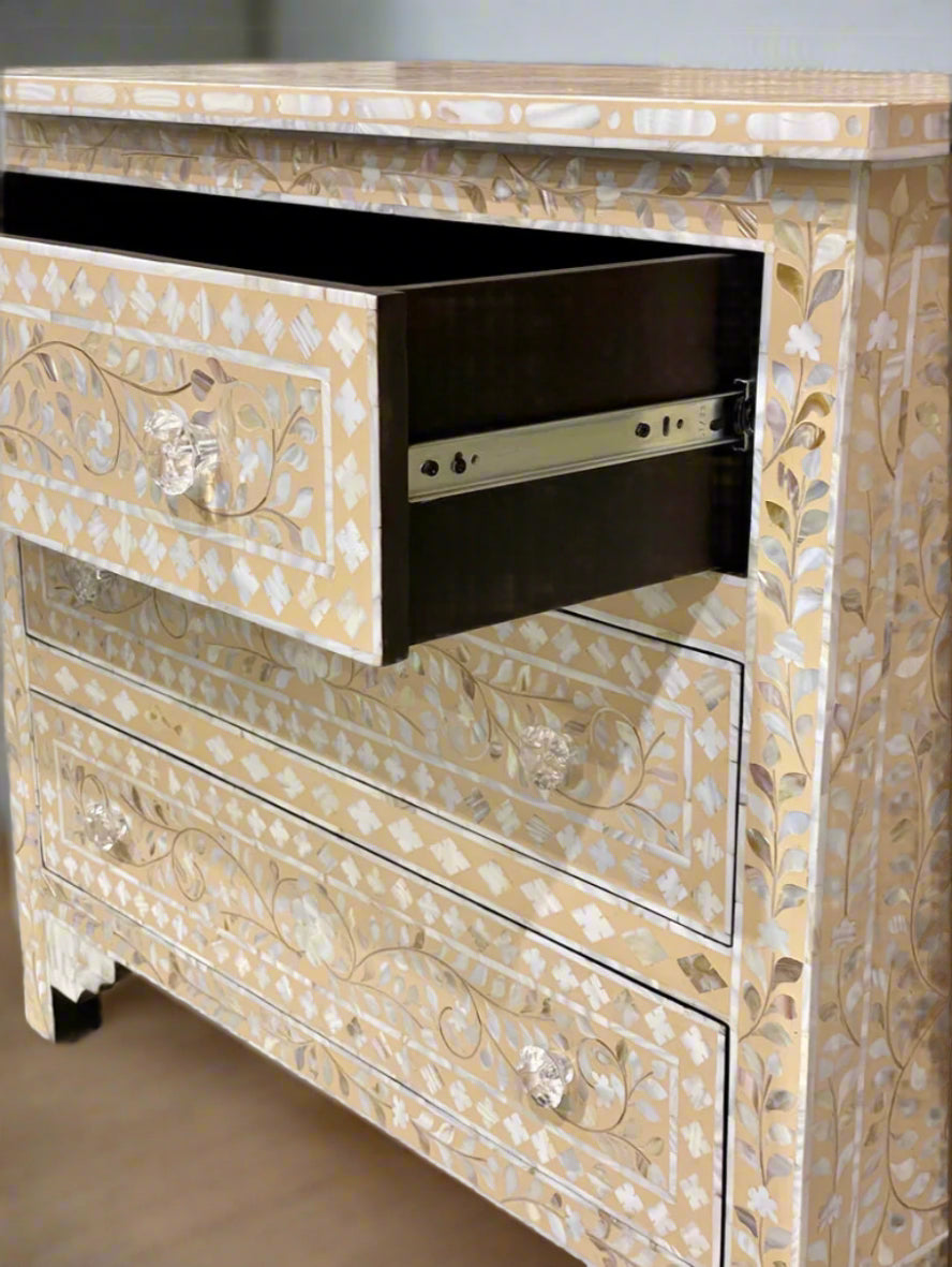 Mother of pearl inlay 3 Drawer Dresser/Chest