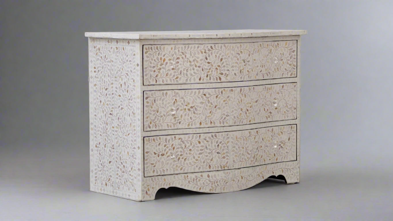 Mother Of Pearl French Style Chest - White Floral