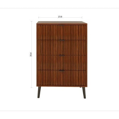 Flutted Wooden Chest Of Drawers Storage Organizer For Bedroom Or Living Room