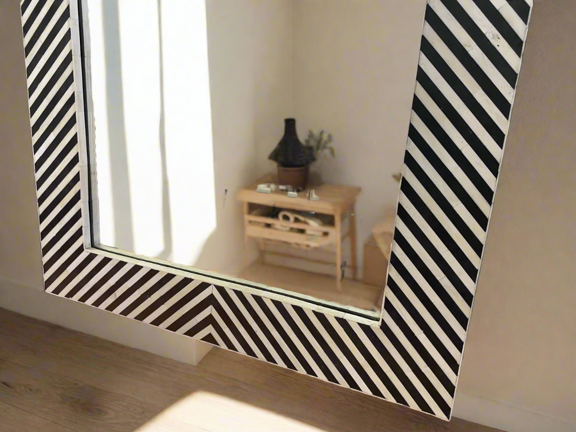 Bone inlay stripes design wall Mirror Frame image 6