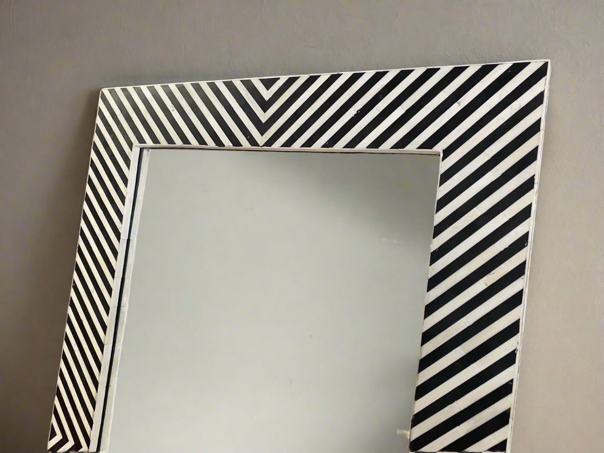 Bone inlay stripes design wall Mirror Frame image 3