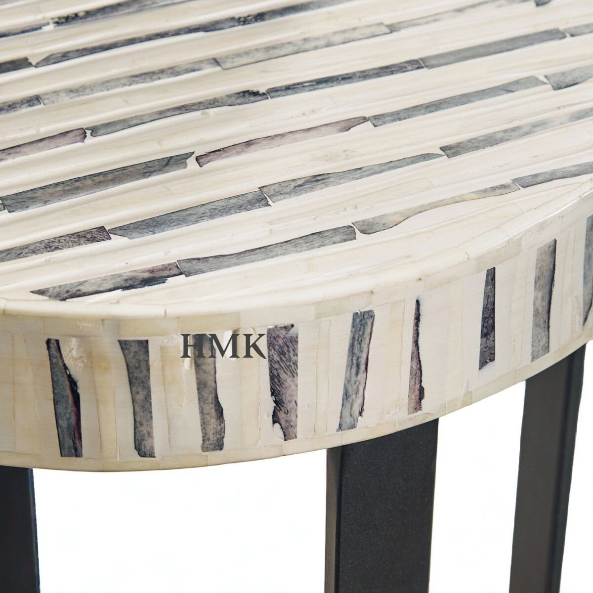 Heritage inlay in antique finish stripe pattern wooden side table/plant stand/ end table