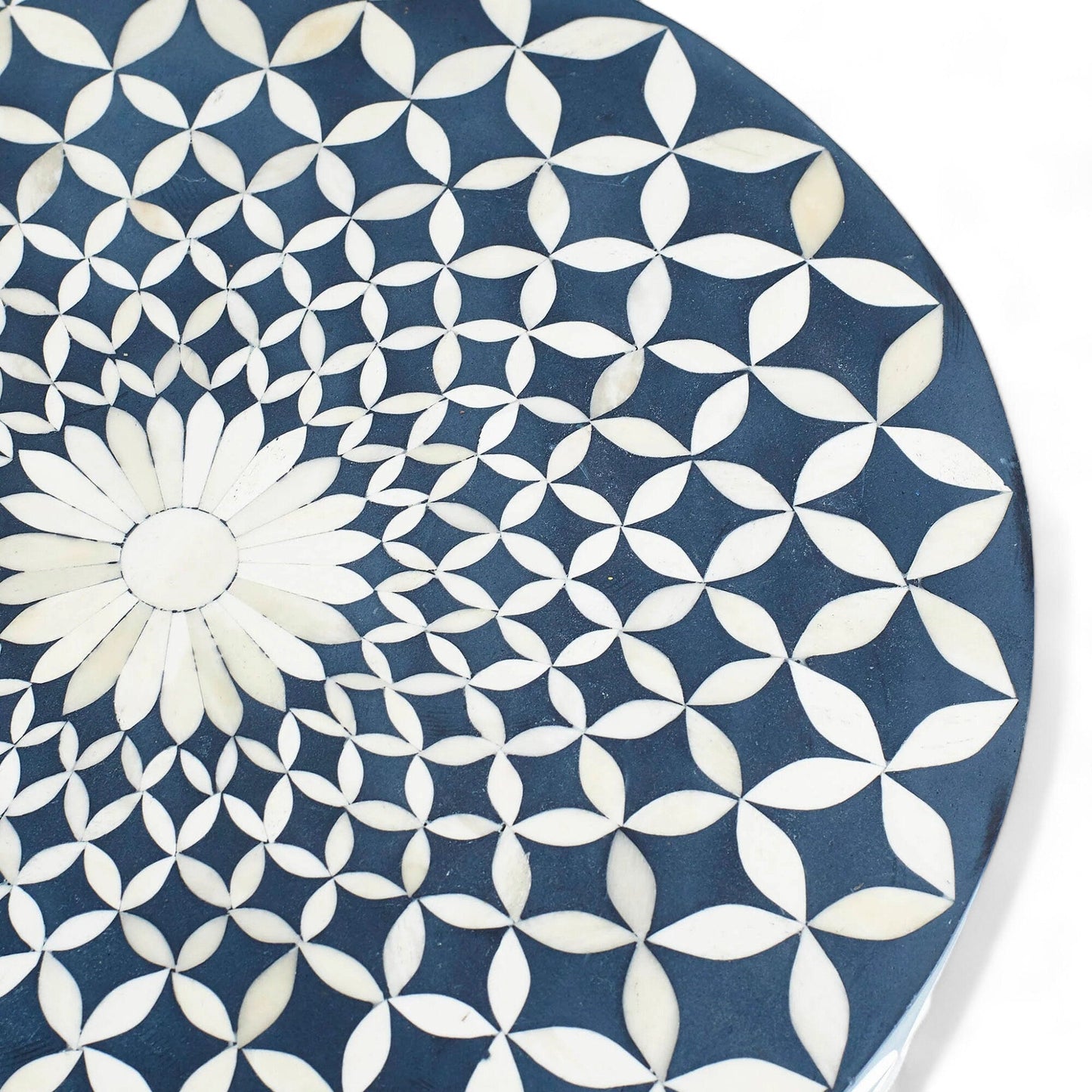 Heritage inlay geometric pattern hexagonal End table
