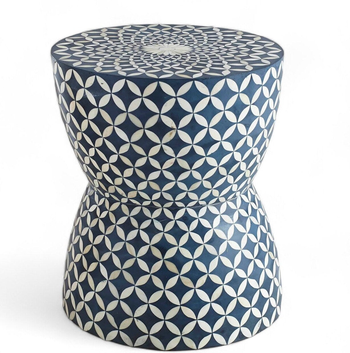 Heritage inlay geometric pattern hexagonal End table