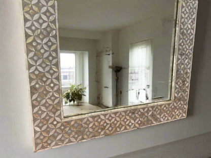 Mother of pearl inlay Grey Mirror Frame image 2