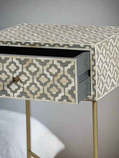 Heritage inlay one drawer bedside / nightstand / side table