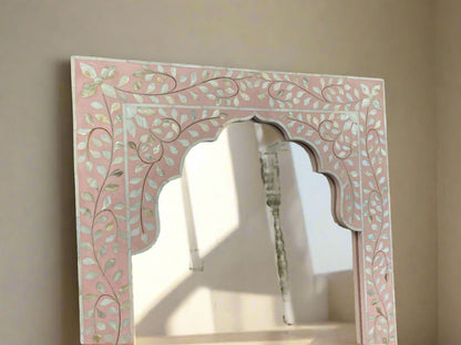 Mother of Pearl inlay traditional style floral wall Mirror Frame image 4