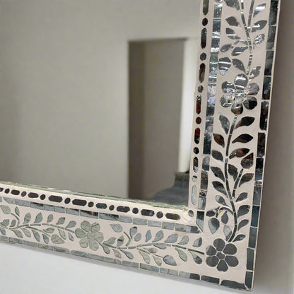 Thikri glass inlay wall mounted mirror frame image 2