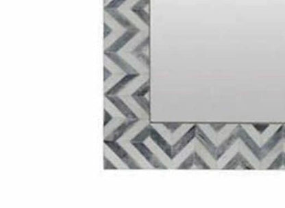   Heritage inlay  wall mirror frame in zig-zag pattern in grey and white