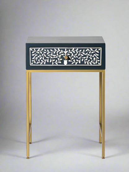 Heritage inlay one drawer bedside / nightstand / side table