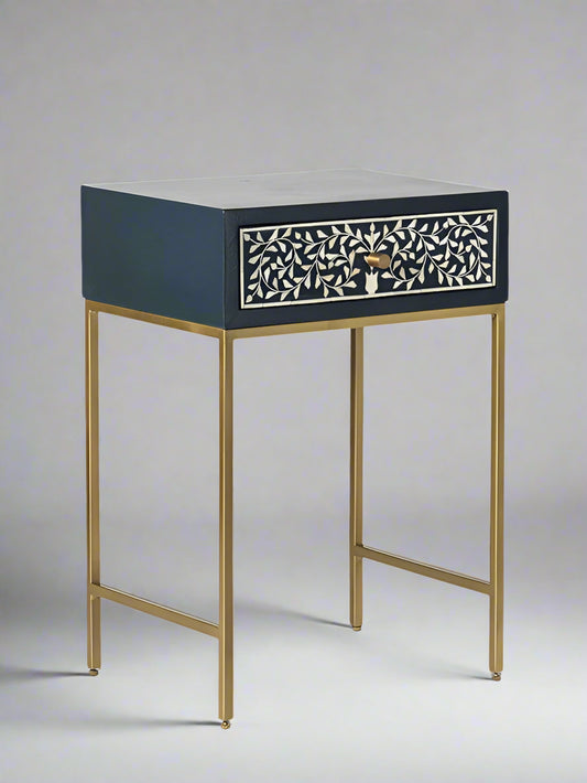 Heritage inlay one drawer bedside / nightstand / side table