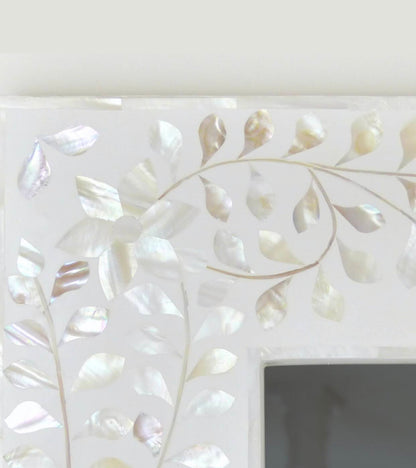 Mother of Pearl inlay White Floor mirror Frame image 3