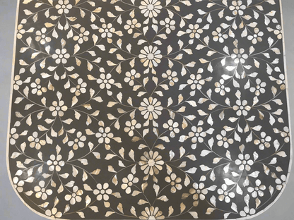Mother of pearl inlay  floral pattern with brass metal base on wooden coffee table