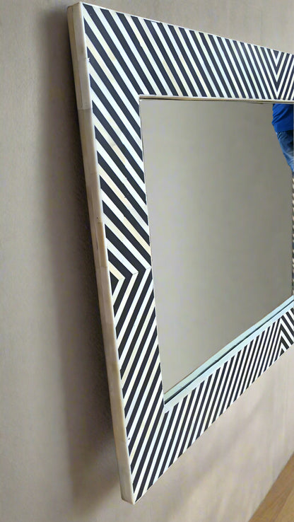 Bone inlay stripes design wall Mirror Frame image 2