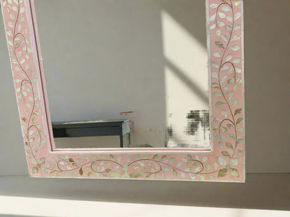 Mother of Pearl inlay traditional style floral wall Mirror Frame image 5