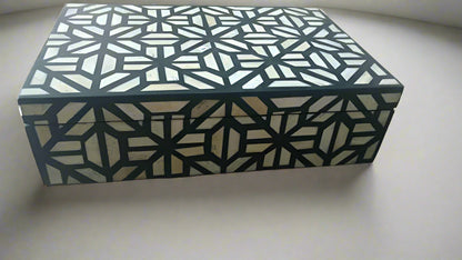 Heritage inlay Moroccan inspired Jewelry Box Black