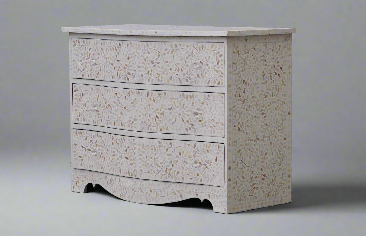 Mother Of Pearl French Style Chest - White Floral