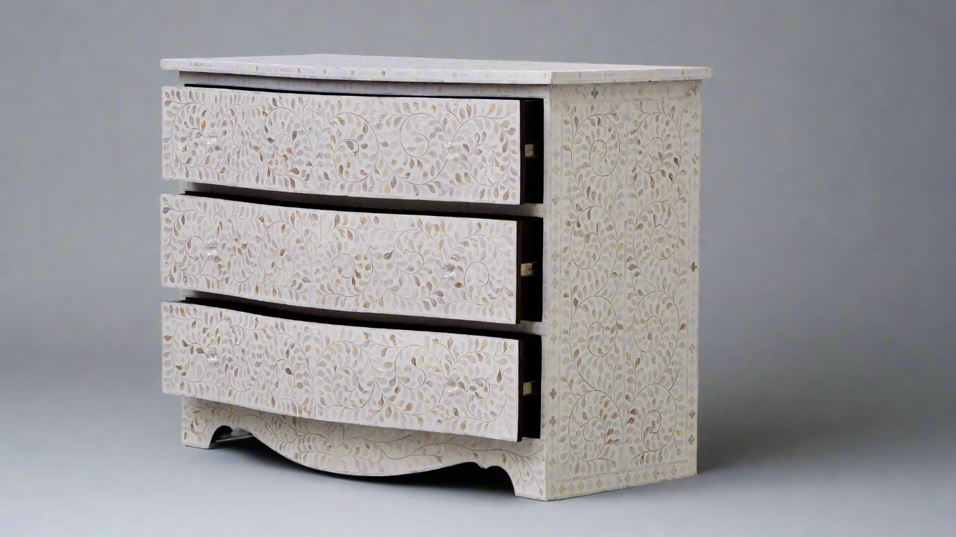 Mother Of Pearl French Style Chest - White Floral