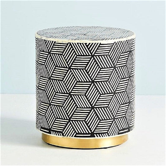 Heritage inlay optical design end table / side table