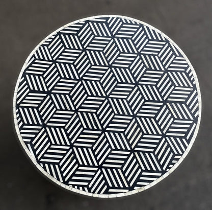 Heritage inlay optical design end table / side table