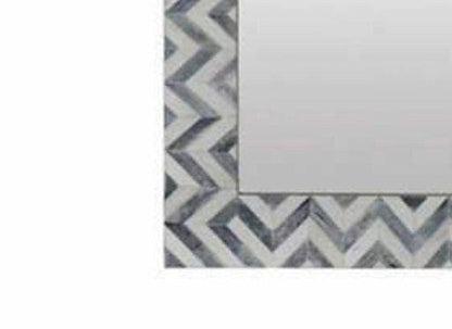   Heritage inlay  wall mirror frame in zig-zag pattern in grey and white