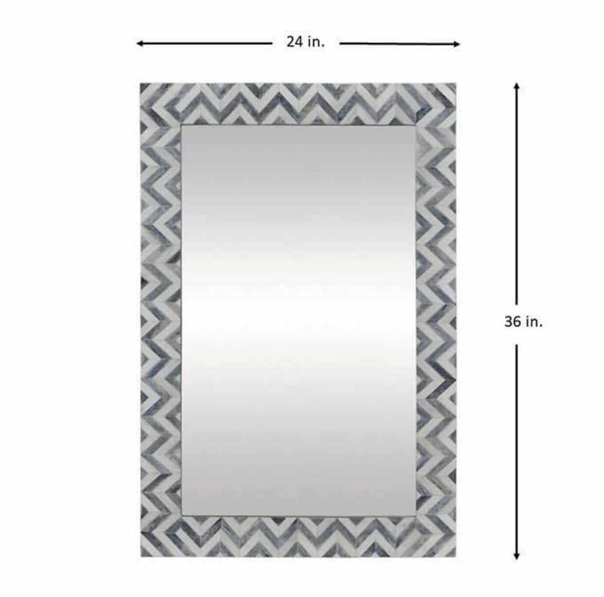   Heritage inlay  wall mirror frame in zig-zag pattern in grey and white