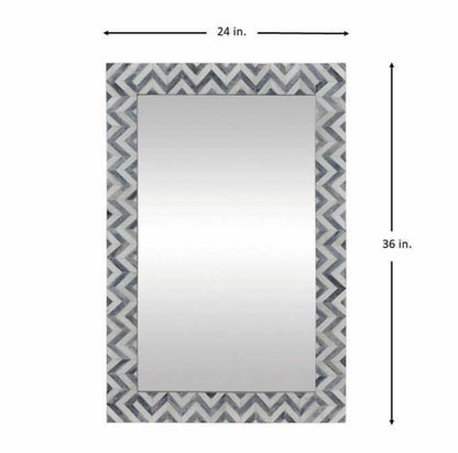   Heritage inlay  wall mirror frame in zig-zag pattern in grey and white