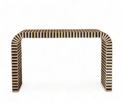  Heritage inlay stripes pattern waterfall wooden console table
