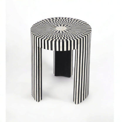   Heritage inlay in geometric checks pattern wooden plant stand or side table