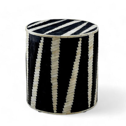  Heritage inlay geometric pattern round End table 