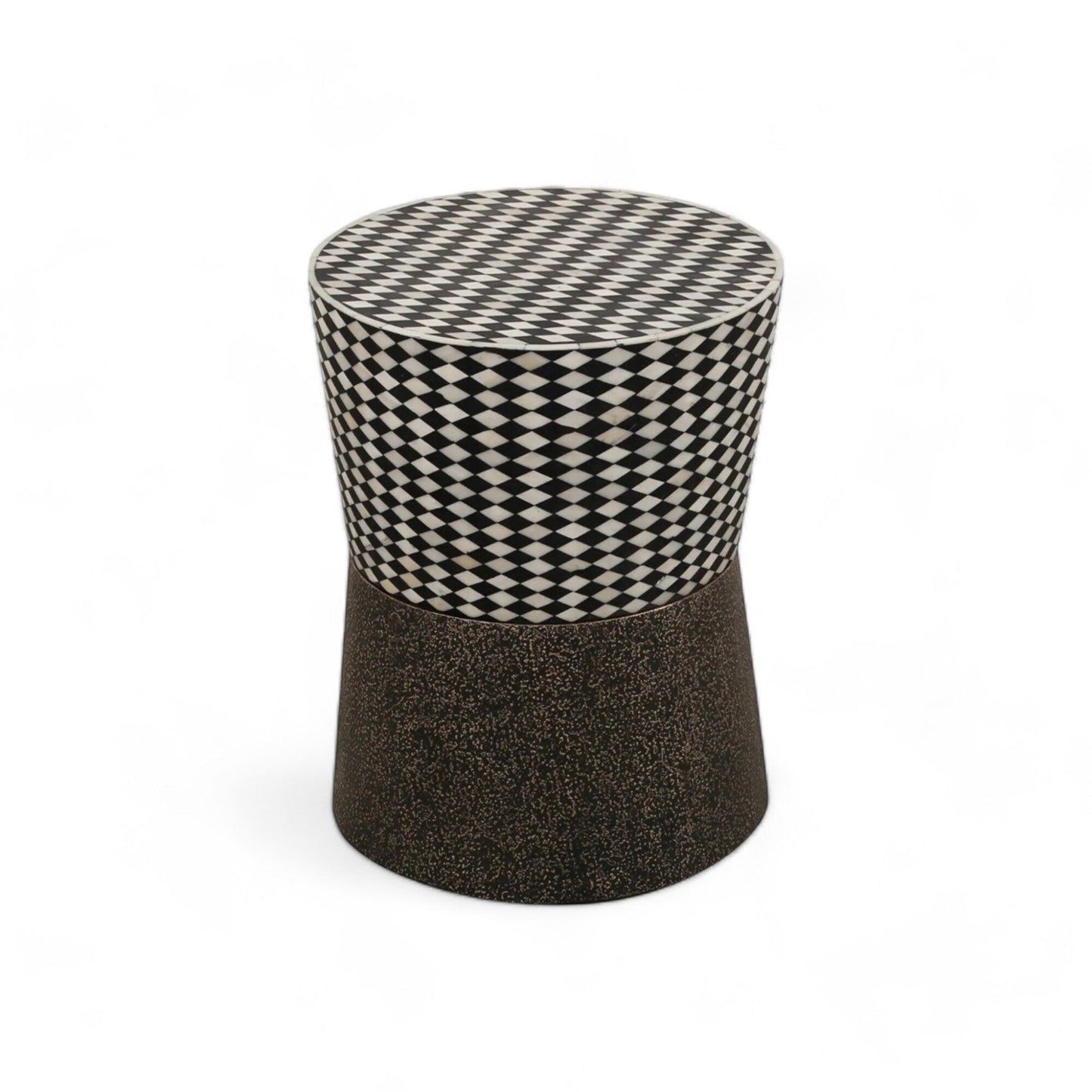 Heritage Inlay End Table: Antique Brass Finish on  Wooden Base