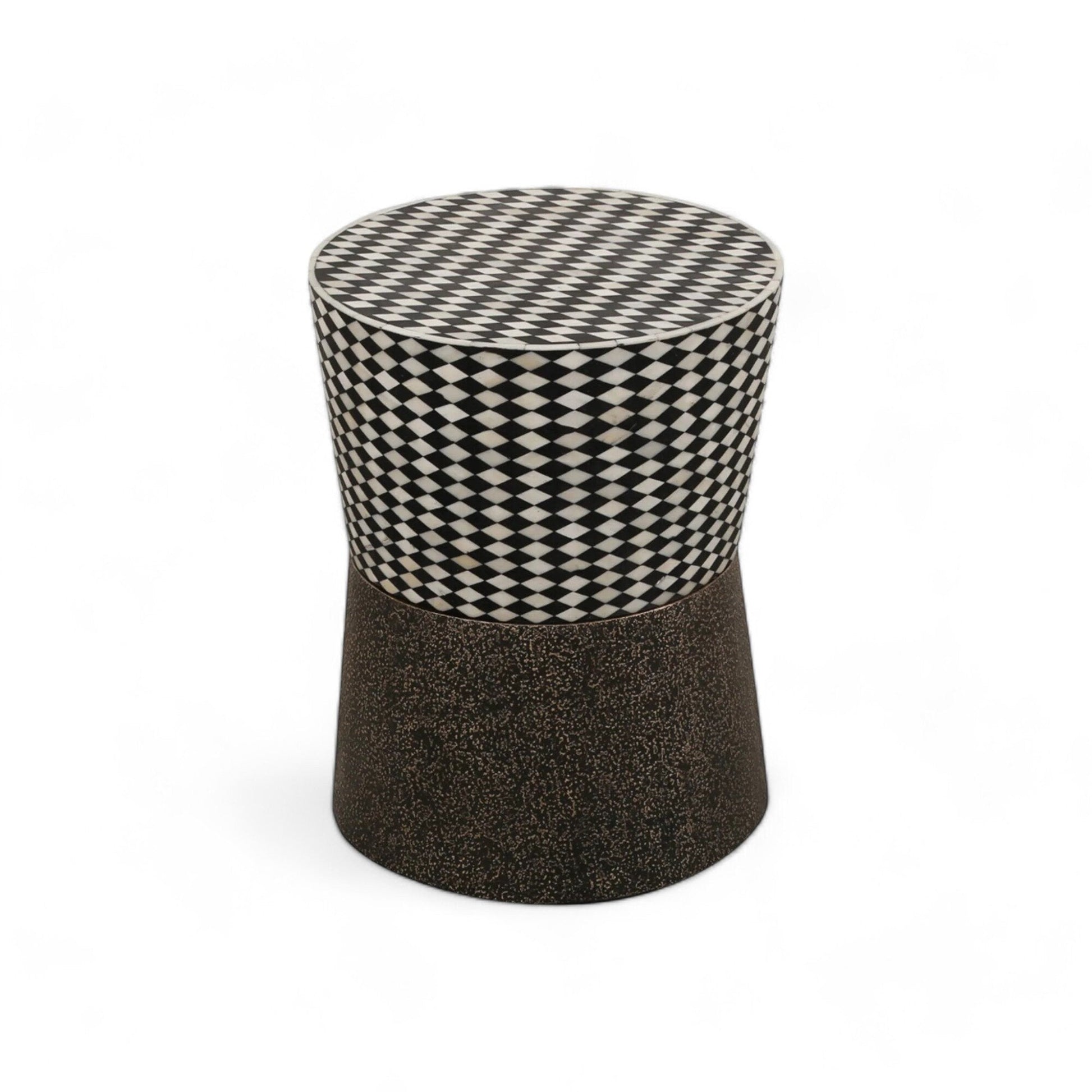  Heritage Inlay End Table: Antique Brass Finish on  Wooden Base