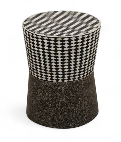  Heritage Inlay End Table: Antique Brass Finish on  Wooden Base