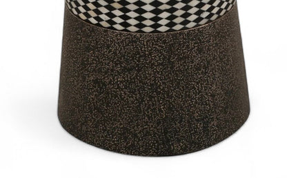  Heritage Inlay End Table: Antique Brass Finish on  Wooden Base